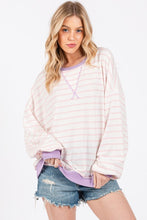 Load image into Gallery viewer, Ces Femme Striped Round Neck Drop Shoulder Sweatshirt
