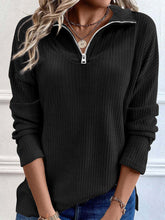 Load image into Gallery viewer, Full Size Quarter Zip Long Sleeve Top
