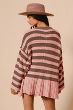 Load image into Gallery viewer, BiBi Slit Striped V-Neck Button Up Cardigan
