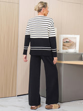 Load image into Gallery viewer, Basic Bae Striped Round Neck Long Sleeve Top and Pants Sweater Set
