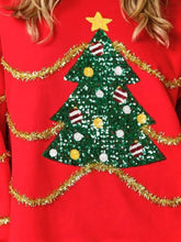 Load image into Gallery viewer, Sequin Christmas Tree Round Neck Sweatshirt
