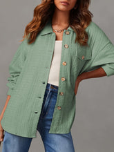 Load image into Gallery viewer, Textured Button Up Long Sleeve Shacket
