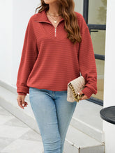 Load image into Gallery viewer, Textured Quarter Zip Long Sleeve Sweatshirt
