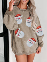 Load image into Gallery viewer, Sequin Santa Patch Ribbed Sweatshirt
