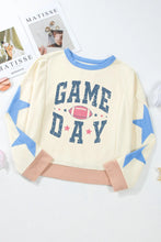 Load image into Gallery viewer, GAME DAY Star Patch Round Neck Long Sleeve Sweatshirt
