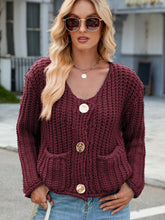 Load image into Gallery viewer, Round Neck Button Up Cardigan with Pockets
