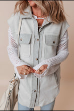 Load image into Gallery viewer, Pocketed Curved Hem Button Up Vest
