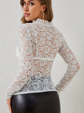 Load image into Gallery viewer, Ruffled V-Neck Long Sleeve Lace Top
