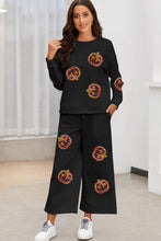 Load image into Gallery viewer, Sequin Patch Pumpkin Top and Pants Set
