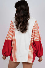 Load image into Gallery viewer, Striped Johnny Collar Long Sleeve Sweatshirt
