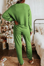 Load image into Gallery viewer, Sequin Socks Round Neck Long Sleeve Top and Pants Lounge Set
