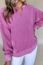 Load image into Gallery viewer, Notched Dropped Shoulder Long Sleeve Sweatshirt
