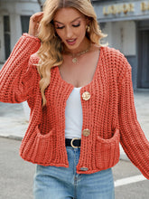 Load image into Gallery viewer, Round Neck Button Up Cardigan with Pockets
