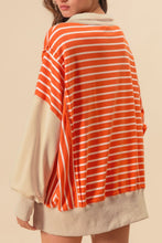 Load image into Gallery viewer, Striped Johnny Collar Long Sleeve Sweatshirt
