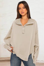 Load image into Gallery viewer, Exposed Seam Side Slit Long Sleeve Sweatshirt
