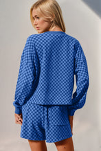 Load image into Gallery viewer, Double Take Checkered Half Button Top and Shorts Set
