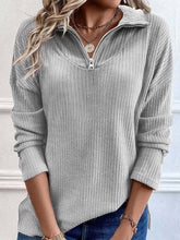 Load image into Gallery viewer, Full Size Quarter Zip Long Sleeve Top
