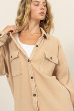 Load image into Gallery viewer, HYFVE Waffle-Knit Curved Hem Button Up Shacket
