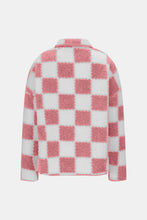 Load image into Gallery viewer, Checkered Snap Down Long Sleeve Teddy Jacket
