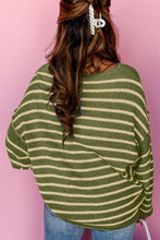 Load image into Gallery viewer, Striped Round Neck Dropped Shoulder Sweater
