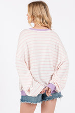 Load image into Gallery viewer, Ces Femme Striped Round Neck Drop Shoulder Sweatshirt
