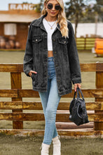 Load image into Gallery viewer, Buttoned Collared Neck Denim Jacket with Pockets
