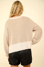 Load image into Gallery viewer, VERY J Exposed Seam Cropped Striped Slit Sweater
