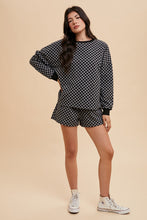 Load image into Gallery viewer, Annie Wear Checkered Round Neck Top and Drawstring Shorts Set

