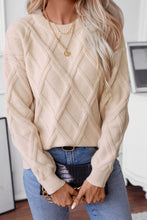 Load image into Gallery viewer, Plaid Texture Round Neck Sweater
