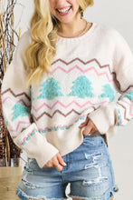 Load image into Gallery viewer, Christmas Tree Ribbed Hem Dropped Shoulder Sweater
