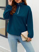 Load image into Gallery viewer, Textured Quarter Zip Long Sleeve Sweatshirt
