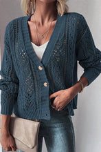 Load image into Gallery viewer, Openwork Button Up Long Sleeve Cardigan
