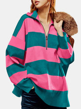 Load image into Gallery viewer, Color Block Half Zip Long Sleeve Sweater
