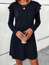 Load image into Gallery viewer, Ruffled Round Neck Long Sleeve Mini Dress
