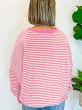 Load image into Gallery viewer, Striped Round Neck Long Sleeve Sweatshirt
