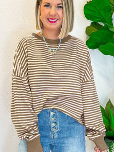 Striped Round Neck Long Sleeve Sweatshirt