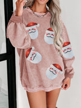 Load image into Gallery viewer, Sequin Santa Patch Ribbed Sweatshirt
