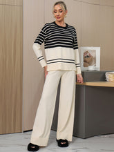 Load image into Gallery viewer, Basic Bae Striped Round Neck Long Sleeve Top and Pants Sweater Set
