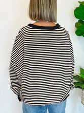 Load image into Gallery viewer, Striped Round Neck Long Sleeve Sweatshirt
