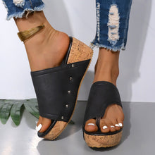 Load image into Gallery viewer, PU Leather Wedge Sandals
