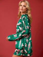 Load image into Gallery viewer, Printed Collared Neck Long Sleeve Top and Shorts Set
