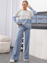 Load image into Gallery viewer, Basic Bae Striped Round Neck Long Sleeve Top and Pants Sweater Set
