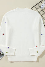 Load image into Gallery viewer, Heart Sequin Round Neck Long Sleeve Sweater
