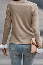 Load image into Gallery viewer, Lace Detail Round Neck Long Sleeve T-Shirt
