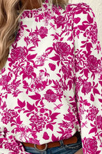 Load image into Gallery viewer, Printed Mock Neck Flounce Sleeve Blouse
