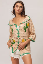 Load image into Gallery viewer, BiBi Edge Stitched Cactus Patch Sweater Cardigan
