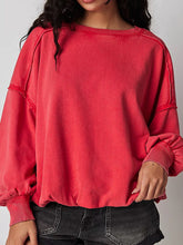 Load image into Gallery viewer, Exposed Seam Round Neck Long Sleeve Sweatshirt
