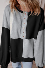 Load image into Gallery viewer, Color Block Half Button Long Sleeve Sweatshirt
