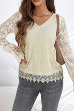Load image into Gallery viewer, Lace Detail V-Neck Long Sleeve Blouse

