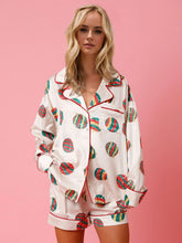 Load image into Gallery viewer, Printed Collared Neck Long Sleeve Top and Shorts Set
